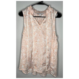 Elizabeth and James Top Sleeveless V Neck Leaf Print Size Large